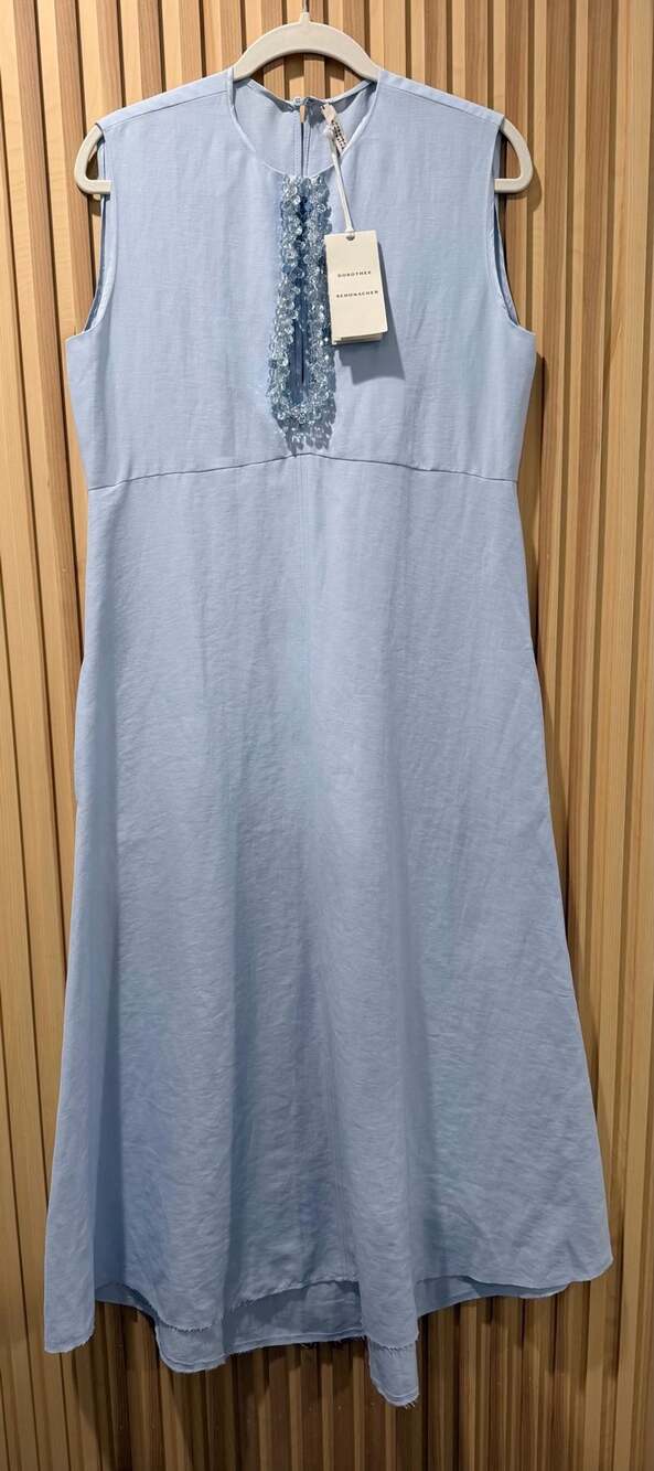 Dorothee Schumacher Summer Cruise Dress Size 4 Blue Linen Midi